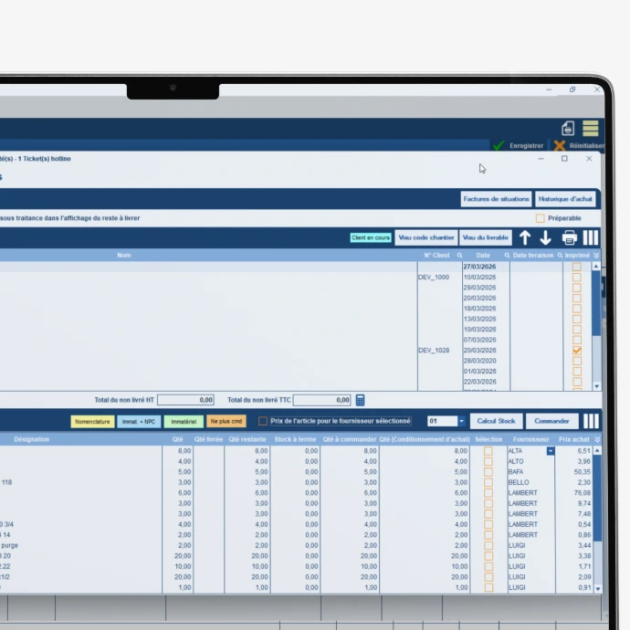 Gestion des commandes
