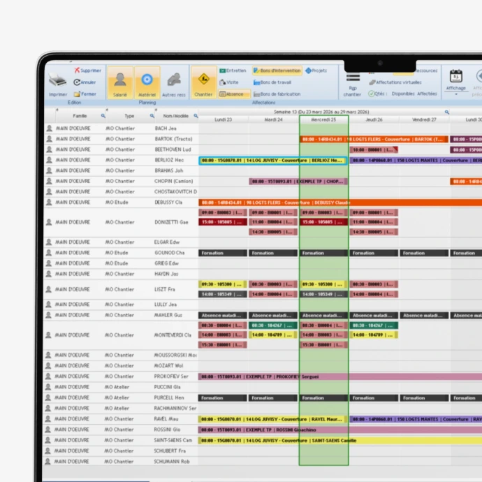 Planning des interventions OPTIM