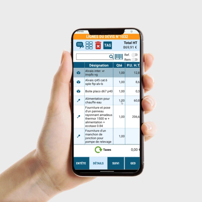 Devis Codial sur mobile