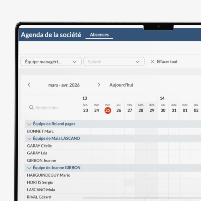 Agendas équipes Silae